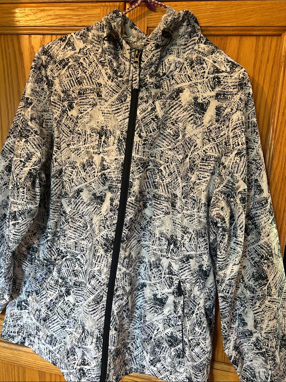 Northern Reflections Black & White Abstract Zip K-way Jacket